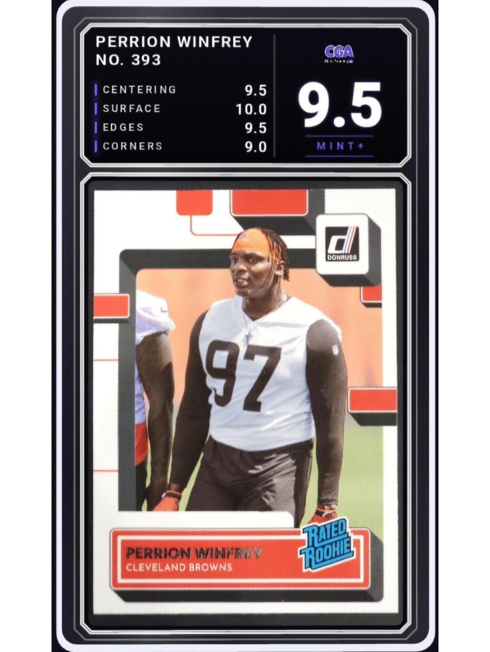2022 Donruss Rated Rookie #393 Perrion Winfrey RC Browns - CGA 9.5 Digital Grade